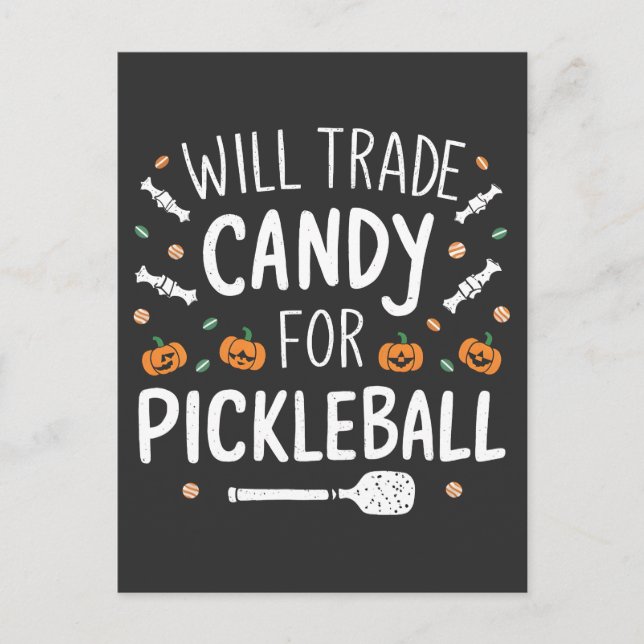 Invitation Carte Postale Verront Des Bonbons Pour Le Pickleball Éffrayant H (Devant)