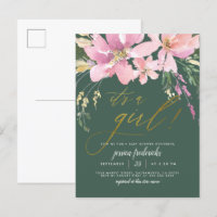 Vert foncé et or C'est une fille Baby shower flora
