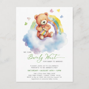 Invitation Carte Postale Vert On Peut Attendre De Mignons Baby showers Garç