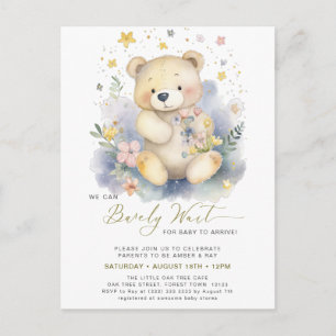 Invitation Carte Postale Vert on peut attendre plus mignon Baby shower fill