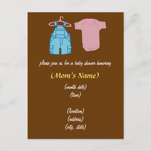 Invitation Carte Postale Vêtements pour garçons et filles - Baby shower neu (Devant)