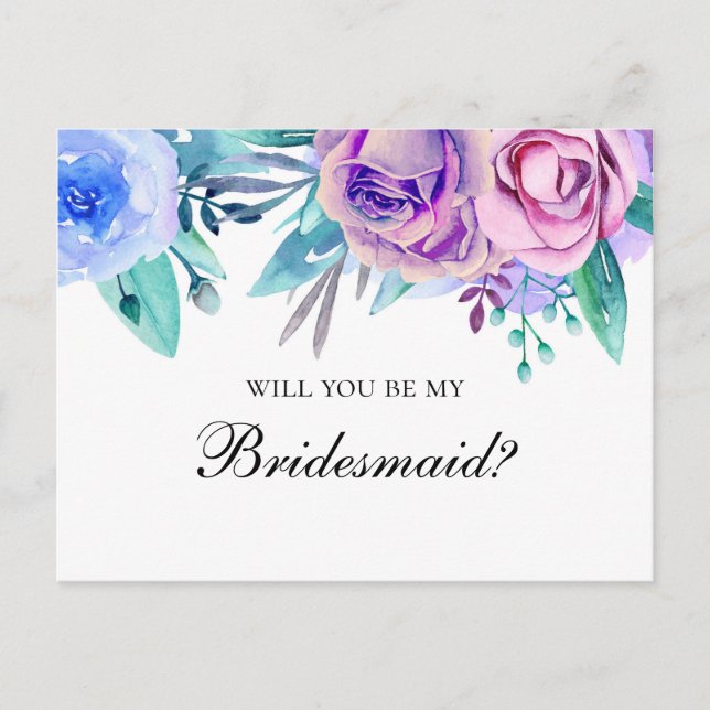 Invitation Carte Postale Veux-tu être ma demoiselle d'honneur. Mariage viol (Devant)