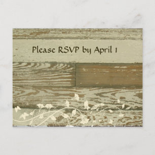 Invitation Carte Postale Vieux bois teinte or RSVP