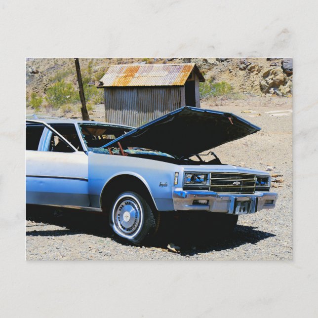Invitation Carte Postale Vieux Chevrolet Impala abandonné (Devant)