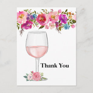 Invitation Carte Postale vin, anniversaire adulte, mariage, remerciement fl