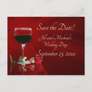 Invitation Carte Postale Vin et Rose Enregistrez la Date