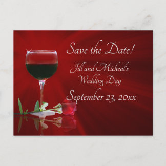 Invitation Carte Postale Vin et Rose Enregistrez la Date