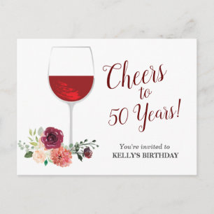 Invitation Carte Postale vin rouge, applaudissements anniversaire Invitatio