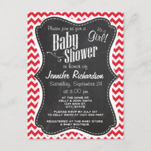 Invitation Carte Postale Vintage Chalk Alizarin Crimson Chevron; zig zag
