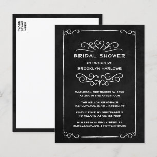 Invitation Carte Postale Vintage Goth Black Chalkboard Fête des mariées