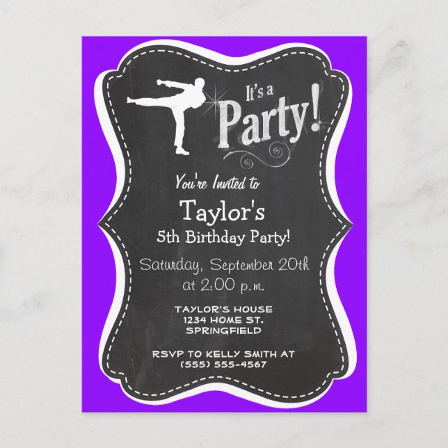 Invitation Carte Postale Violet Violet Arts martiaux (Devant)