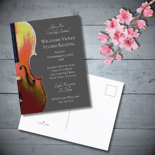 Invitation Carte Postale Violon Considérant Musique classique Concert Grey