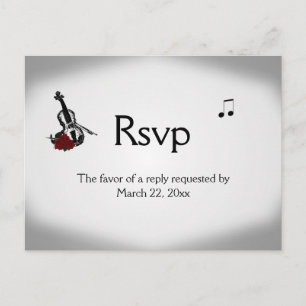 Invitation Carte Postale Violon Musique RSVP Diner Choix