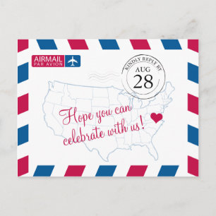 Invitation Carte Postale Virginia Airmail WEDDING RSVP