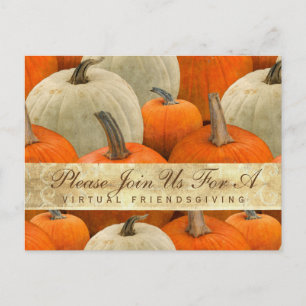 Invitation Carte Postale Virtual Friendsgiving Diner Citrouille Harvest