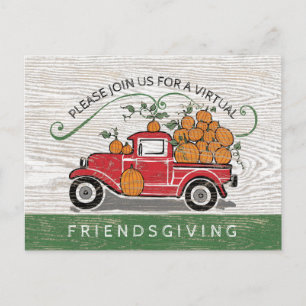 Invitation Carte Postale Virtual Friendsgiving Rustic Vintage Truck Citroui