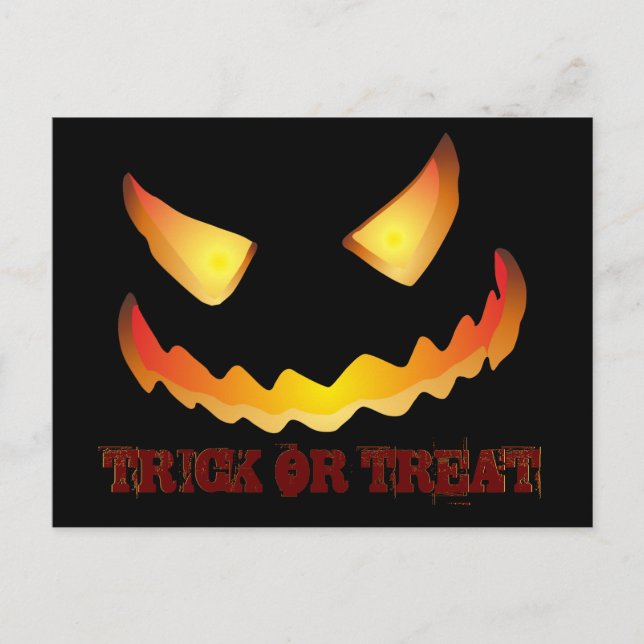 Invitation Carte Postale Visage de citrouille 2 pour Halloween (Devant)