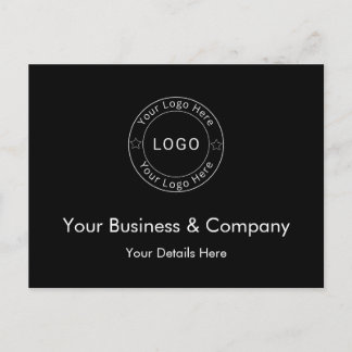 Invitation Carte Postale Votre logo d'entreprise sur noir personnalisé