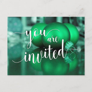 Invitation Carte Postale Vous êtes fête de Noël invitée, boules en verre