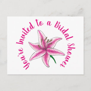 Invitation Carte Postale Vous êtes invité Fleur de Lys Rose Enterrement de