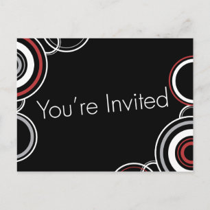 Invitation Carte Postale Vous êtes invités - les cercles noirs et rouges