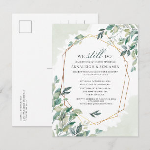 Invitation Carte Postale Vow Renewal Eucalyptus Greenery Mariage géométriqu