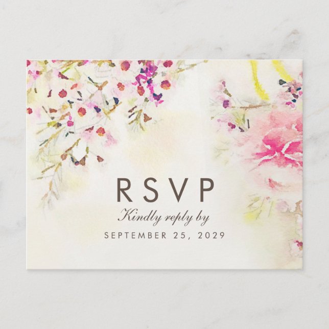 Invitation Carte Postale Watercolor Floral Boho Music Select RSVP Postcard (Devant)
