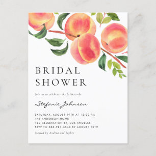 Invitation Carte Postale Watercolor Peaches Fête des mariées d'été