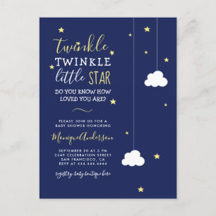Invitation Carte Postale Whimsical Twinkle Twinkle Little Star Baby shower
