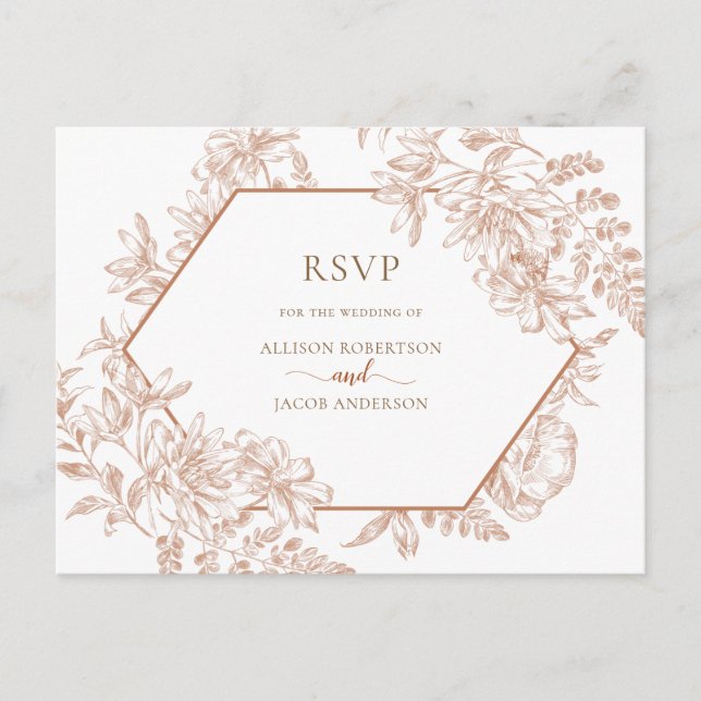 Invitation Carte Postale White Terra Cotta Géométrique Mariage Floral RSVP (Devant)