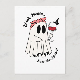 Invitation Carte Postale Witch Please Pass the Merlot Funny Halloween Wine