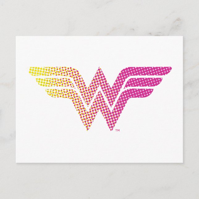 Invitation Carte Postale Wonder Woman Yellow-rose demi-ton logo (Devant)