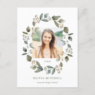 Invitation Carte Postale Wreath d'Eucalyptus   Photo Graduation Party