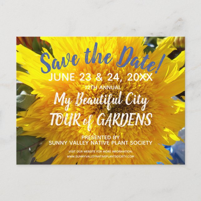 Invitation Carte Postale Yellow Sunflower Photo Garden Tour Enregistrer la  (Devant)