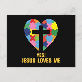 Invitation Carte Postale Yes, Jésus Loves Me Autism Heart