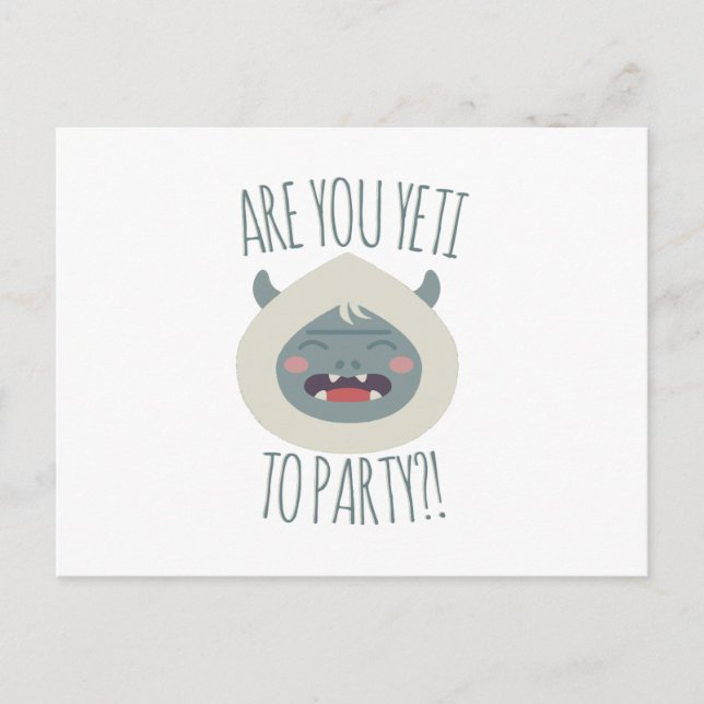 Invitation Carte Postale Yeti à faire la fête (Devant)