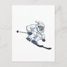 Yeti Abominable Snowman Skiant Vacances Drôle