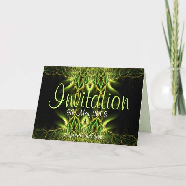 Invitation Carte verte fractale (Devant)