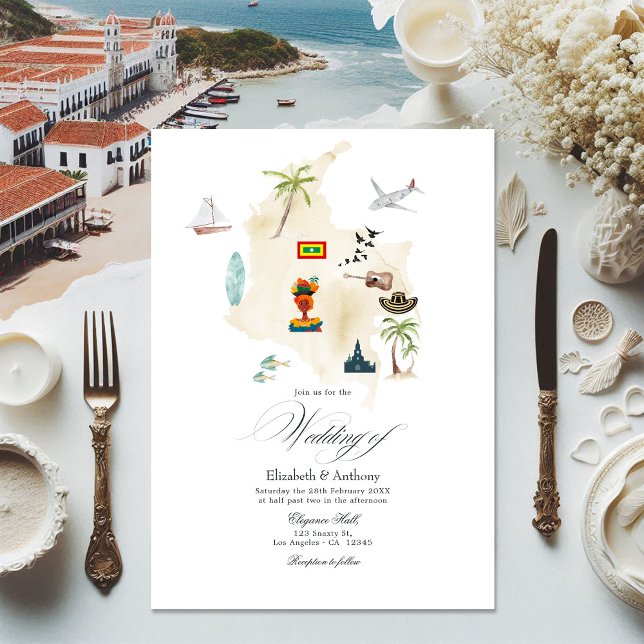Invitation Carthagène Colombie Destination Mariage (Cartagena Colombia Destination Wedding Invitation)