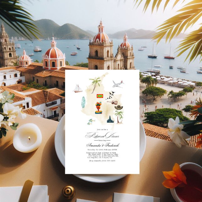 Invitation Carthagène Colombie Destination Mariage (Cartagena Colombia Destination Wedding Rehearsal Invitation)