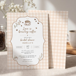 Invitation Carton de café élégant Gingham personnalisé Love I