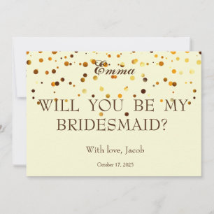 Invitation Carton de demoiselle d'honneur pailleté or Vous se
