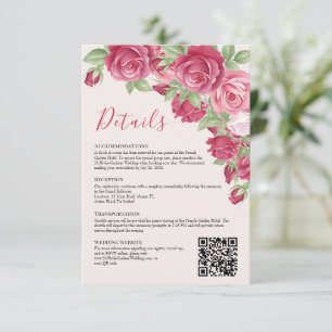 Invitation Carton de détails de mariage Crimson Rose