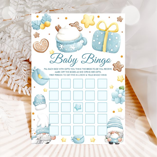 Invitation Carton de jeux de bingo Baby Shower avec des Gnome (Créateur téléchargé)