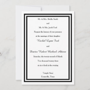 Invitation Carton de mariage 5x7 - Double encadrement noir