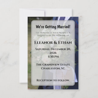 Invitation Carton de Mariage Classique Photo du Marié Tenant