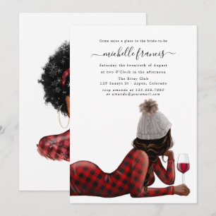 Invitation Carton de mariage de Noël à carreaux rouges de buf
