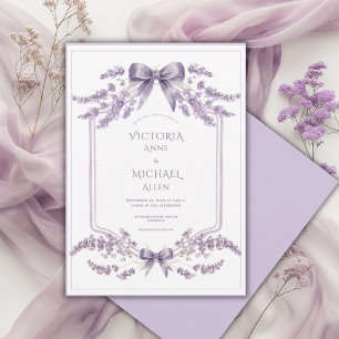 Invitation Carton de mariage élégant floral à cadre violet