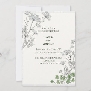 Invitation Carton de mariage Tartan à persil de vache blanc
