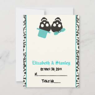 Invitation Carton de placement turquoise Halloween crânes élé